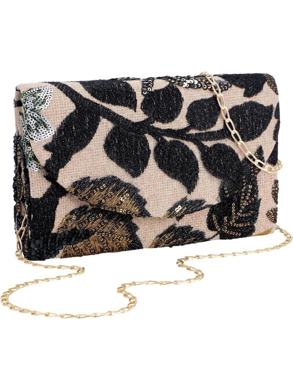 Floral Beaded Clutch Purse for Women | Embroidered Sequin Evening Bag for